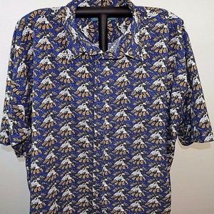 Big Dogs Hawaiian Shirt Blue 4XL SS Polyester “Who